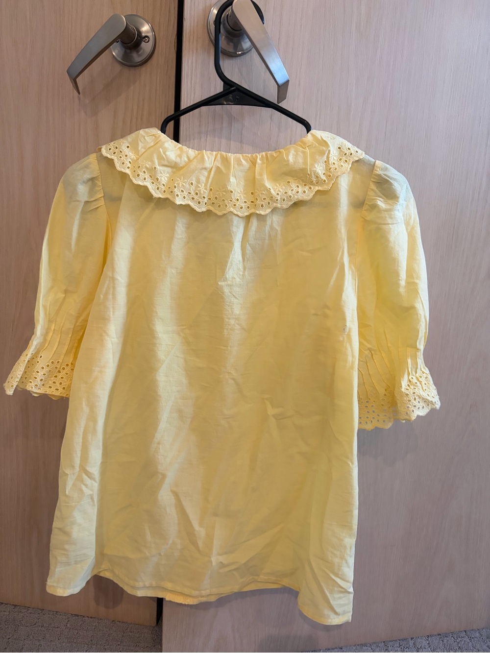 J. Crew Yellow Eyelet Ruffle V-Neck Blouse - Picture 2 of 3